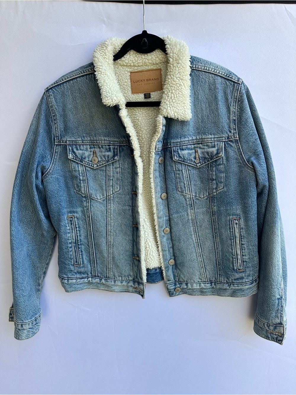 Lucky Brand Denim Jacket with Cream Sherpa Collar